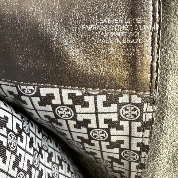 Tory Burch Boots Womens Size 9.5 Black Leather Tall Knee High Gold Buckle 1783 - Picture 7 of 9